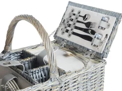 Outlet Beliani Cesto da Picnic GROSEILLE Vimini Grigio Bianco Grigio