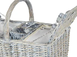Outlet Beliani Cesto da Picnic GROSEILLE Vimini Grigio Bianco Grigio