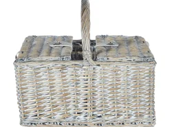 Outlet Beliani Cesto da Picnic GROSEILLE Vimini Grigio Bianco Grigio