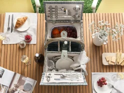 Outlet Beliani Cesto da Picnic GROSEILLE Vimini Grigio Bianco Grigio