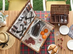 Outlet Beliani Cesto da Picnic PRUNEAU Vimini Marrone Bianco Marrone