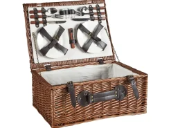 Outlet Beliani Cesto da Picnic PRUNEAU Vimini Marrone Bianco Marrone