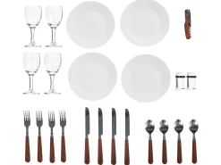 Outlet Beliani Cesto da Picnic PRUNEAU Vimini Marrone Bianco Marrone