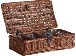 Outlet Beliani Cesto da Picnic PRUNEAU Vimini Marrone Bianco Marrone