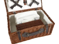 Outlet Beliani Cesto da Picnic PRUNEAU Vimini Marrone Bianco Marrone