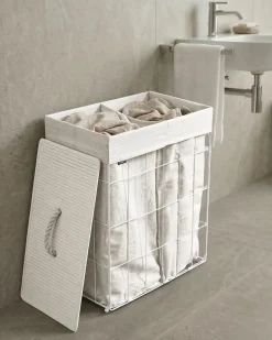 Sale Beliani Cesto per la biancheria Con coperchio APOTERI Metallo 100 L Bianco