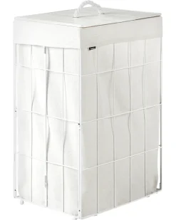 Beliani Cesto per la biancheria Con coperchio APOTERI Metallo 72 L Bianco