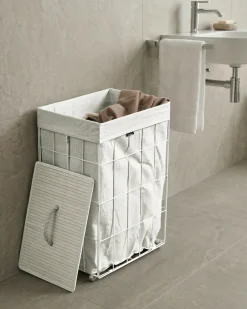 Beliani Cesto per la biancheria Con coperchio APOTERI Metallo 72 L Bianco