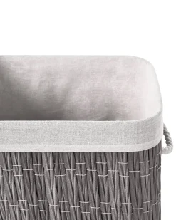 Clearance Beliani Cesto per la biancheria Con coperchio TRANCURA Tessuto Grigio 72 L Bianco Grigio