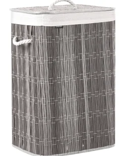 Clearance Beliani Cesto per la biancheria Con coperchio TRANCURA Tessuto Grigio 72 L Bianco Grigio