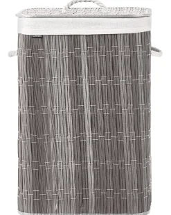 Clearance Beliani Cesto per la biancheria Con coperchio TRANCURA Tessuto Grigio 72 L Bianco Grigio