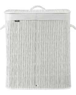 Beliani Cesto per la biancheria Con coperchio ARRAIAS Tessuto 100 L Bianco