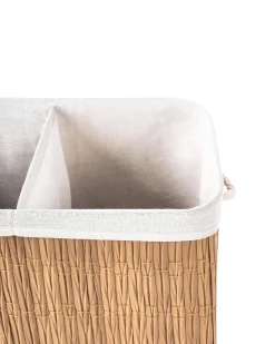 Online Beliani Cesto per la biancheria Con coperchio ARRAIAS Tessuto Marrone 100 L Bianco Marrone