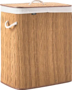 Online Beliani Cesto per la biancheria Con coperchio ARRAIAS Tessuto Marrone 100 L Bianco Marrone