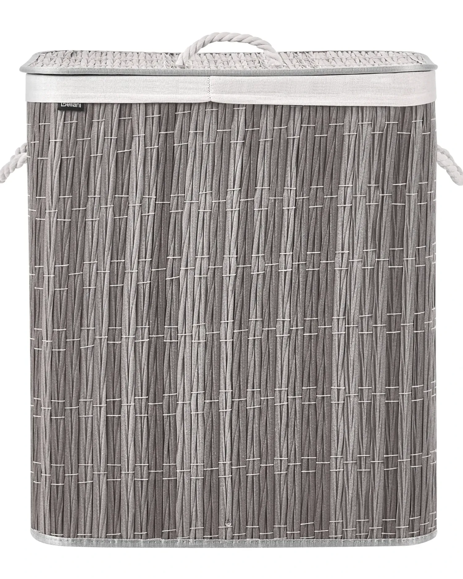 Best Beliani Cesto per la biancheria Con coperchio ARRAIAS Tessuto Grigio 100 L Bianco Grigio