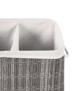 Best Beliani Cesto per la biancheria Con coperchio ARRAIAS Tessuto Grigio 100 L Bianco Grigio