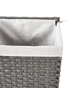 Hot Beliani Cesto per la biancheria Con coperchio MUCUBAJI Tessuto Grigio 83 L Bianco Grigio