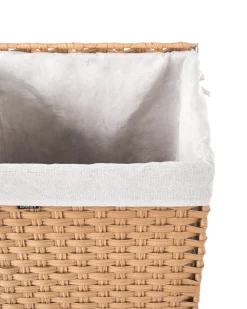 Best Beliani Cesto per la biancheria Con coperchio MUCUBAJI Tessuto Marrone 83 L Bianco Marrone