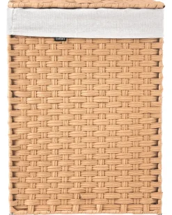 Best Beliani Cesto per la biancheria Con coperchio MUCUBAJI Tessuto Marrone 83 L Bianco Marrone