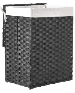 Sale Beliani Cesto per la biancheria Con coperchio MUCUBAJI Tessuto Nero 83 L Bianco Nero
