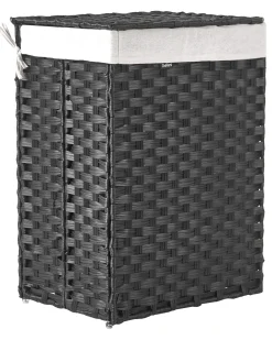 Sale Beliani Cesto per la biancheria Con coperchio MUCUBAJI Tessuto Nero 83 L Bianco Nero