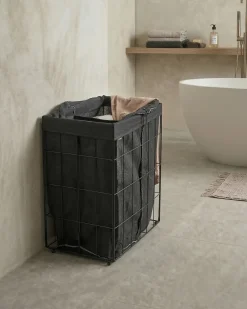 Outlet Beliani Cesto per la biancheria CULPINA Metallo 100 L Nero