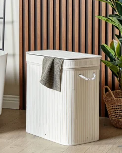 Discount Beliani Cesto per la biancheria KALTHOTA Bambù 100 L Bianco