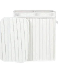 Discount Beliani Cesto per la biancheria KALTHOTA Bambù 100 L Bianco