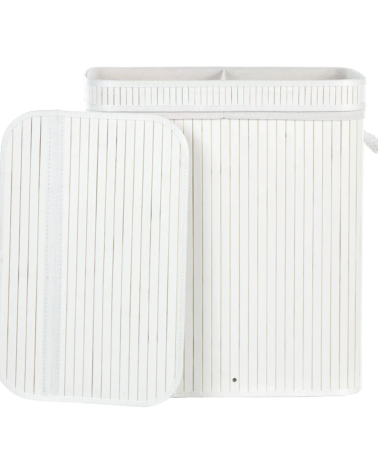 Discount Beliani Cesto per la biancheria KALTHOTA Bambù 100 L Bianco