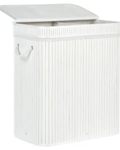 Discount Beliani Cesto per la biancheria KALTHOTA Bambù 100 L Bianco