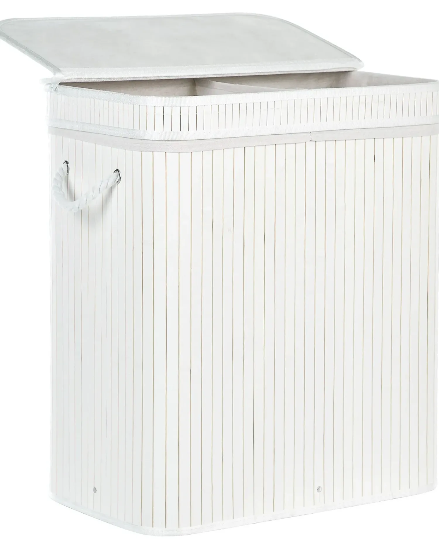 Discount Beliani Cesto per la biancheria KALTHOTA Bambù 100 L Bianco
