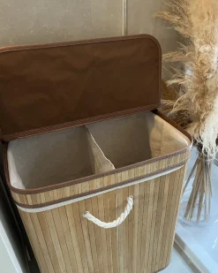 Discount Beliani Cesto per la biancheria KALTHOTA Bambù chiaro 100 L Marrone