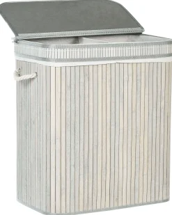 Outlet Beliani Cesto per la biancheria KALTHOTA Bambù 100 L Grigio