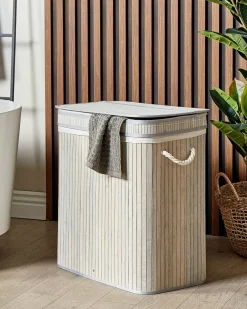 Outlet Beliani Cesto per la biancheria KALTHOTA Bambù 100 L Grigio