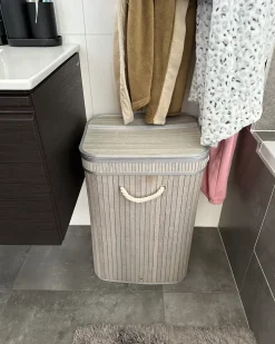Best Beliani Cesto per la biancheria KALUTARA Bambù Grigio Bianco Grigio