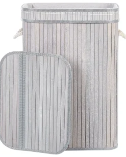 Best Beliani Cesto per la biancheria KALUTARA Bambù Grigio Bianco Grigio