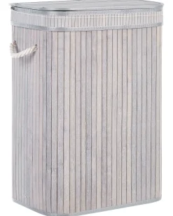 Best Beliani Cesto per la biancheria KALUTARA Bambù Grigio Bianco Grigio