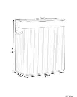 Sale Beliani Cesto per la biancheria KANDY Bambù Marrone scuro 72 L Bianco Marrone