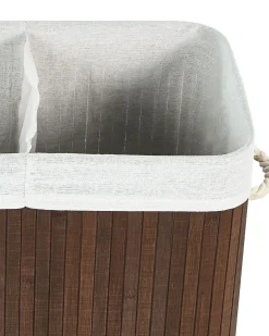 Sale Beliani Cesto per la biancheria KANDY Bambù Marrone scuro 72 L Bianco Marrone