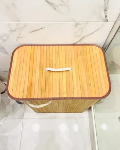 Best Beliani Cesto per la biancheria KANDY Bambù chiaro 100 L Marrone