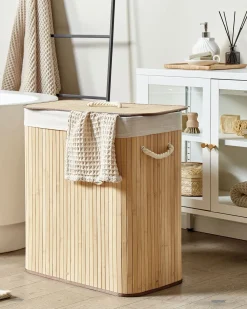 Best Beliani Cesto per la biancheria KANDY Bambù chiaro 100 L Marrone