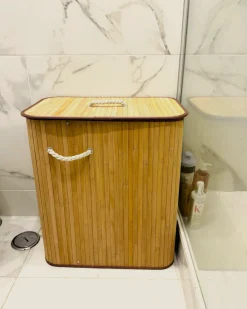 Best Beliani Cesto per la biancheria KANDY Bambù chiaro 100 L Marrone