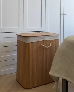 Best Beliani Cesto per la biancheria KANDY Bambù chiaro 100 L Marrone