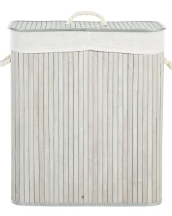 Online Beliani Cesto per la biancheria KANDY Bambù chiaro 100 L Grigio