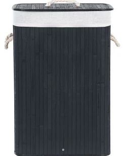 Outlet Beliani Cesto per la biancheria KOMARI Bambù Nero 72 L Bianco Nero