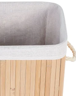 Best Beliani Cesto per la biancheria KOMARI Bambù Marrone chiaro 72 L Bianco Marrone