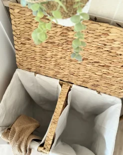Sale Beliani Cesto per la biancheria LANGSON Vimini Naturale 75 L Beige Naturale