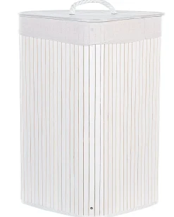 New Beliani Cesto per la biancheria MATARA Bambù 57 L Bianco
