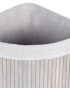 Clearance Beliani Cesto per la biancheria MATARA Bambù Grigio chiaro 57 L Bianco Grigio
