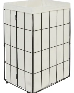 Beliani Cesto per la biancheria MIRISSA Metallo Nero 72 L Bianco Marrone Nero